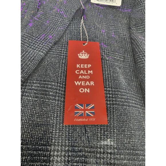 Savile Row Sport Coat Blazer Men's Size 38R Navy Shoreditch Plaid Knit 50002 - Picture 3 of 11